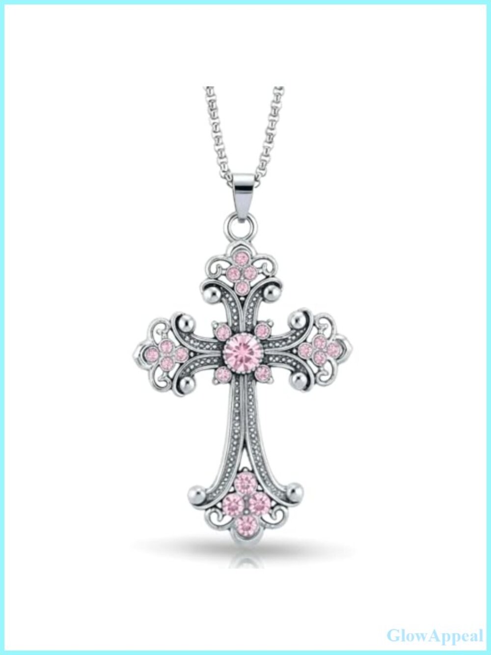 Chunky Gothic Cross Pendant Necklace Stainless Steel 24" Chain Unisex